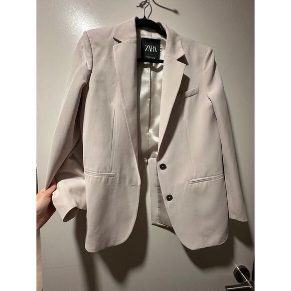 Zara Lapel Collar Structured Oversized Relaxed Beige Blazer Size XS - Picture 1 of 4